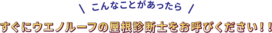 こんなことがあったらすぐにウエノルーフの屋根診断士をお呼びください！